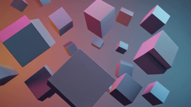 Large matte architectural blocks suspended in weightless space