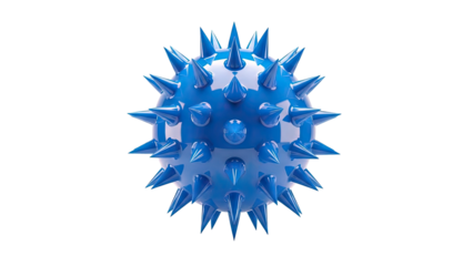 Blue Spiked Sphere on White Background