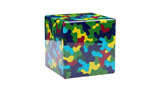 Cube with Colorful Camouflage Pattern - Powered by Adobe