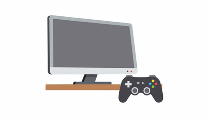 Modern Computer Monitor and Game Controller Setup for Gaming Entertainment.