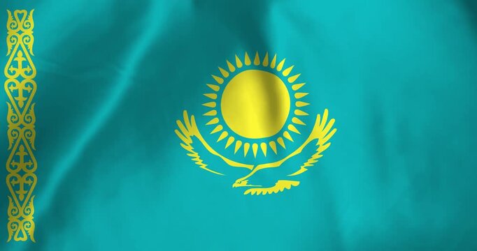 The Kazakhstan flag waving with the wind background loop video animation