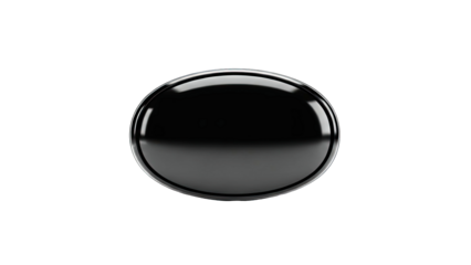 Glossy black round button on a white background