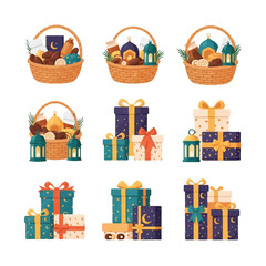 Obraz premium Gift Baskets and Presents with Ramadan Theme.