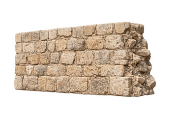 Obraz premium Ancient stone wall section showing old decaying masonry structure and historic architecture, transparent background