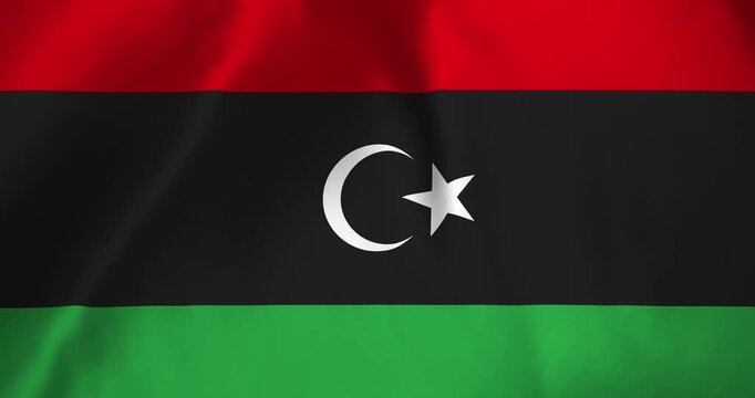 The libya flag waving with the wind background loop video animation