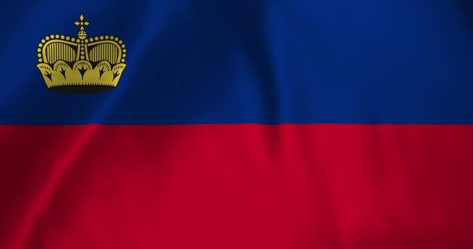 The liechtenstein flag waving with the wind background loop video animation