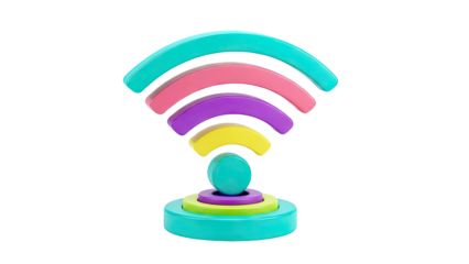 Colorful 3D Wi-Fi Symbol with Gradient Arcs
