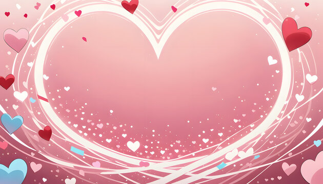 "A vibrant heart-themed illustration featuring swirling light trails and colorful hearts, ideal for romantic occasions and digital greeting cards."