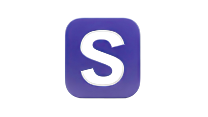 3D Letter S Icon with Rounded Corners