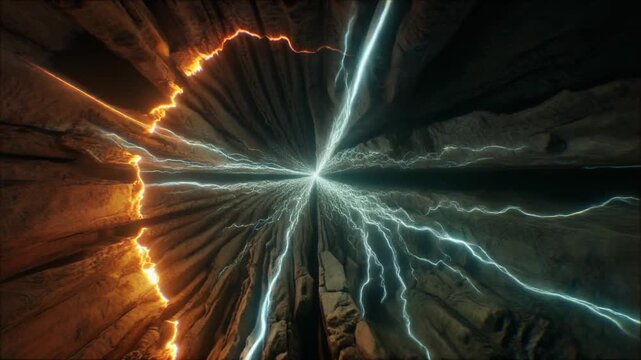 Underground seismic activity visualization, tectonic plates shifting in abstract form