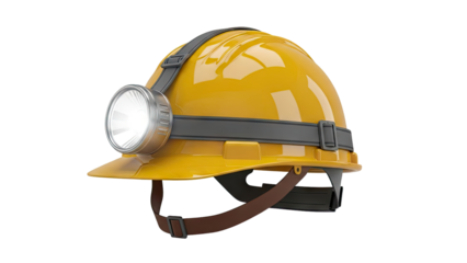 Yellow Mining Helmet with Headlamp