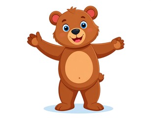 Naklejka premium Cartoon bear with open arms and thumb up, friendly expression