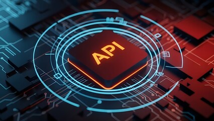Api technology background with futuristic circuit board design