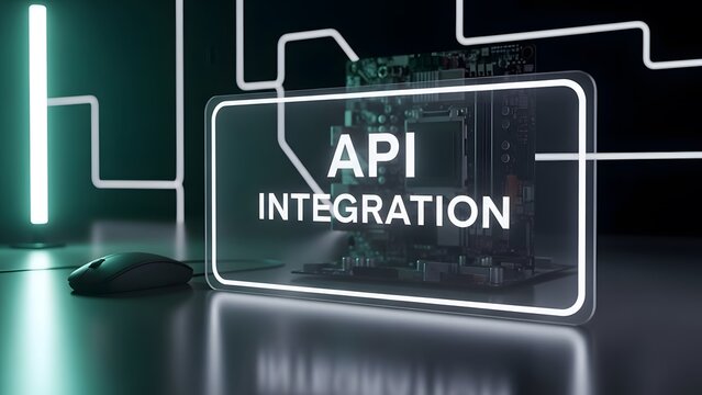 Api integration concept with neon lights - Powered by Adobe