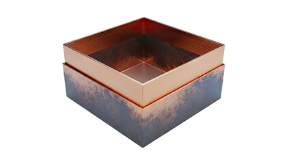 Open Copper Box with Textured Exterior and Smooth Interior