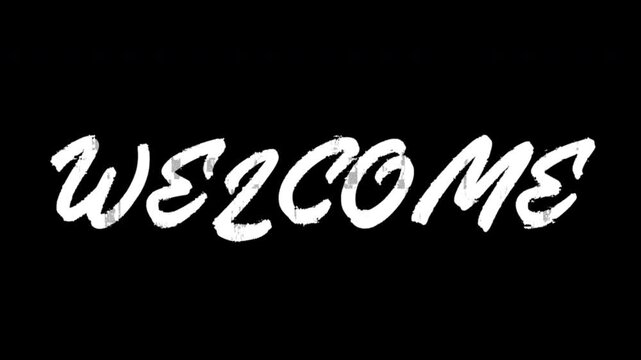 Word welcome in a brush stroke script, suitable for greeting cards, invitations, social media posts, posters, and digital designs.