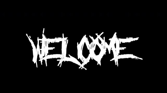 Word welcome displayed in a spiky, aggressive font suitable for edgy designs. Great for website headers, posters, or event invitations.