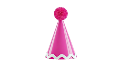 Bright Pink Party Hat with Pom-Pom