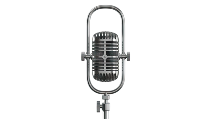 Vintage Silver Microphone on Stand