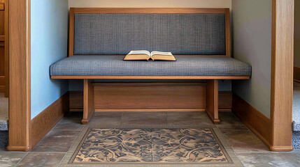 A bench with a book on it