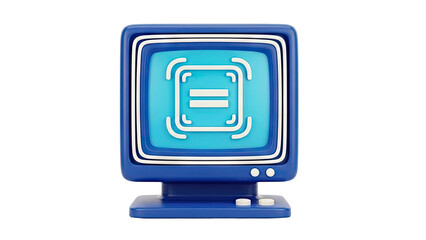 3D Rendered Retro Computer Monitor with Equal Sign Icon