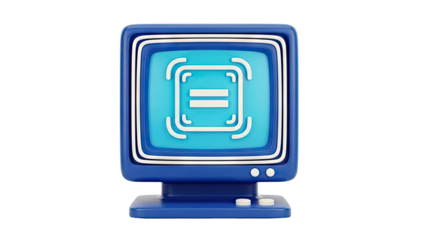 3D Rendered Retro Computer Monitor with Equal Sign Icon