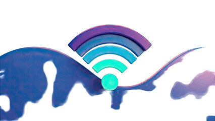 3D Wi-Fi Symbol with Blue Gradient Waves