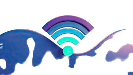 3D Wi-Fi Symbol with Blue Gradient Waves