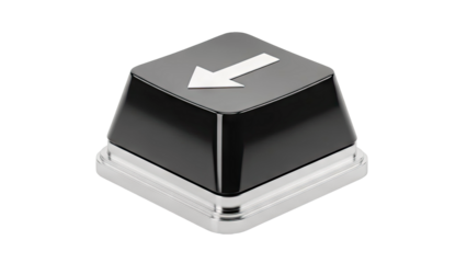 Black keyboard key with downward arrow symbol