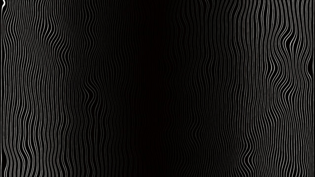 Dark black abstract background with wavy moire lines and optical distortion effect