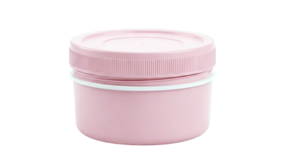 Pink screw-top lunch container with white rim