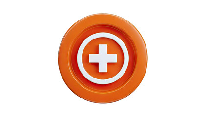 Obraz premium Orange Circle Icon with White Plus Sign
