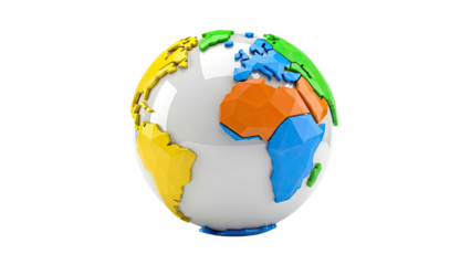 Stylized Globe with Polygonal Continents