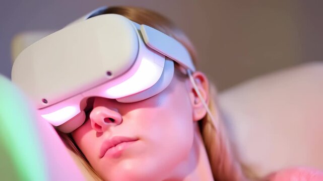 Child Wearing Virtual Reality Headset, Vision of the Future and New Way of Seeing Concept