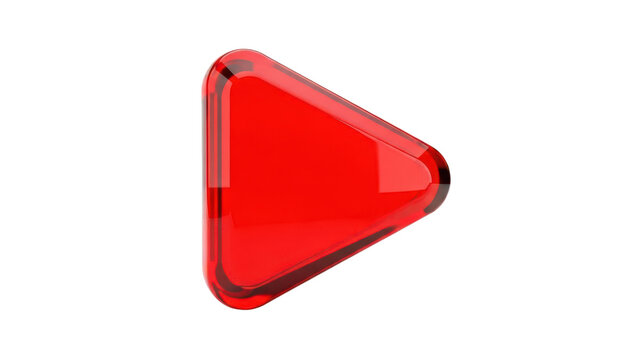 3D Play button triangle red glass icon
