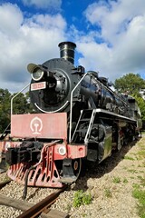 Obraz premium A steam locomotive in the Chinese Eastern Railway History and Culture Square in Zhalantun City, Hulunbuir, Inner Mongolia Autonomous Region, China.