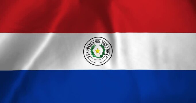 The paraguay flag waving with the wind background loop video animation