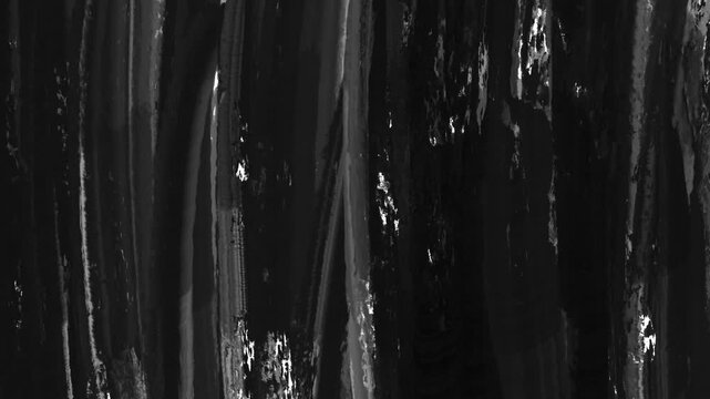 墨汁で画面を塗り潰した禍々しい黒いペイント背景。手書きのグランジテクスチャの4Kループアニメーション。アートワークやプロモーションに適したアナログで闇深い印象の映像素材
