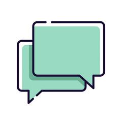 Naklejka premium Two overlapping light green speech bubbles, symbolizing conversation, communication, chat, or dialogue in a modern context.