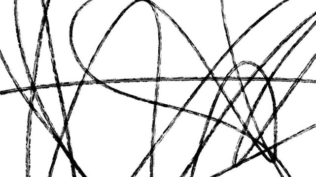 かすれた細いマーカーで乱雑に線を書き殴ったペイント背景。手書きのグランジテクスチャの4Kループアニメーション。アートワークやプロモーションに適したアナログで荒々しい印象の映像素材