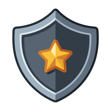 A robust grey shield emblazoned with a prominent golden star, symbolizing excellence, protection, achievement, and premium quality.