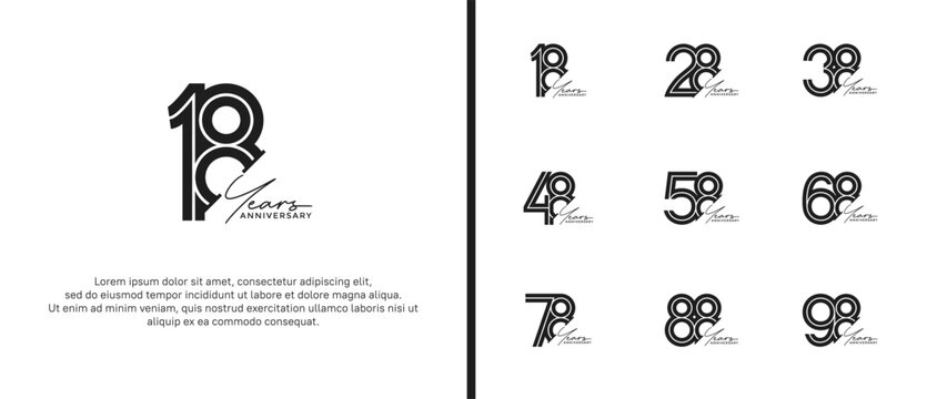 anniversary vector logo set, black color and handwriting can be use for celebration