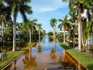 Hurricane Milton flooded homes in Punta Gorda community in Florida. Aftermath of natural disaster