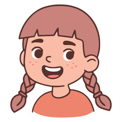 Obraz premium cute little girl profile face avatar flat color vector illustration template design