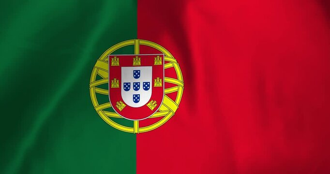 The portugal flag waving with the wind background loop video animation