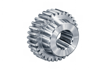Metal gear mechanism representing industrial engineering, precision, technology, power, and manufacturing processes on transparent background