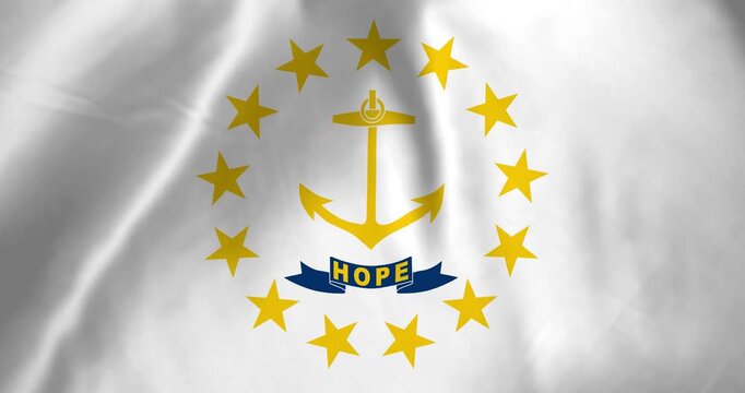 The rhode island state flag of the United States of America waving with the wind background loop video animation