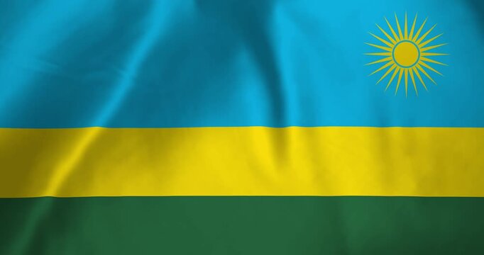 The rwanda flag waving with the wind background loop video animation