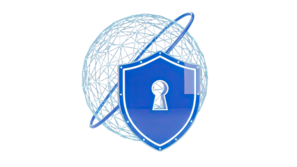Cybersecurity shield protecting a digital globe