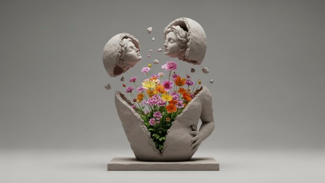 Abstract floral sculpture artwork